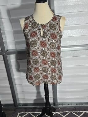 Violet & Claire Brown and Orange Geometric Keyhole Camisole Size Large
